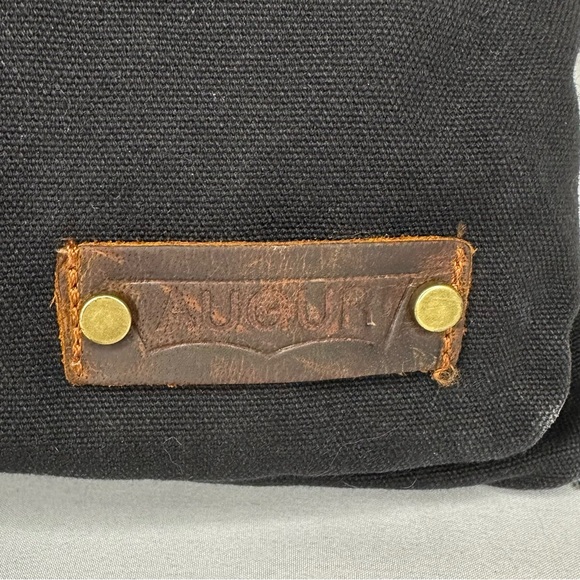 Auger Canvas Leather Crossbody Messenger Bag Black Unisex - Picture 11 of 13